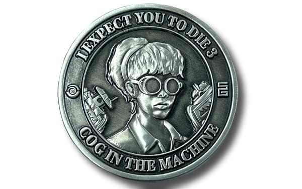 silver coin of cog in the machine coin