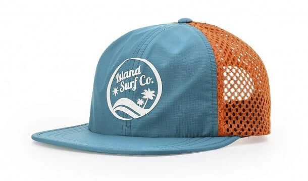 surf co light blue and orange flat bill