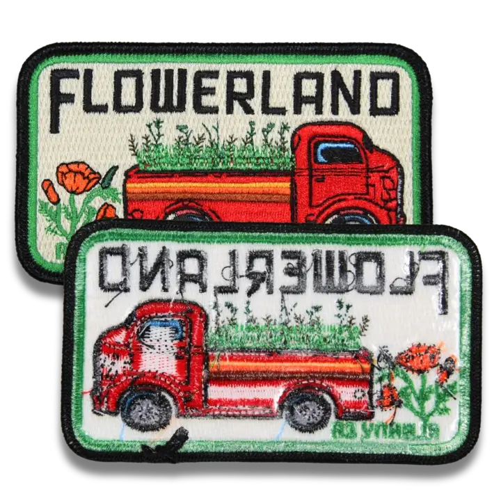 flowerland red truck patch with backing