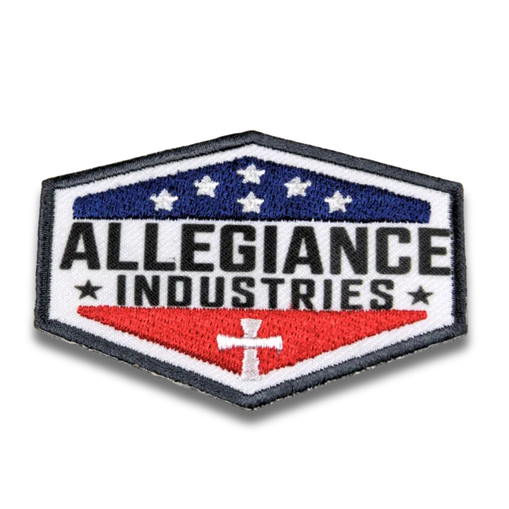 allegiance industries patch with white cross on it