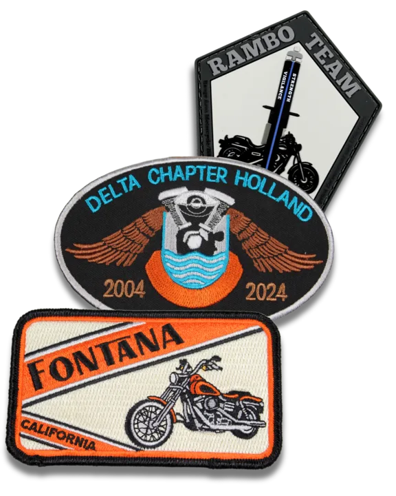 three custom made patches