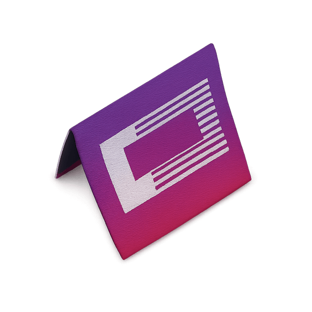 custom purple and red sublimated label