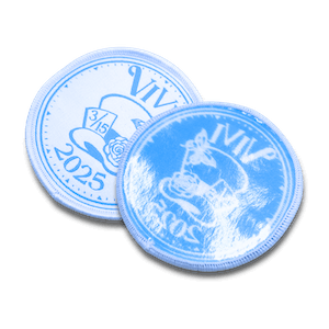 blue and white woven patch iron on