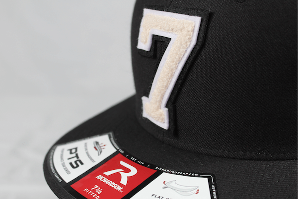 chenille patch hat black and white colorblock